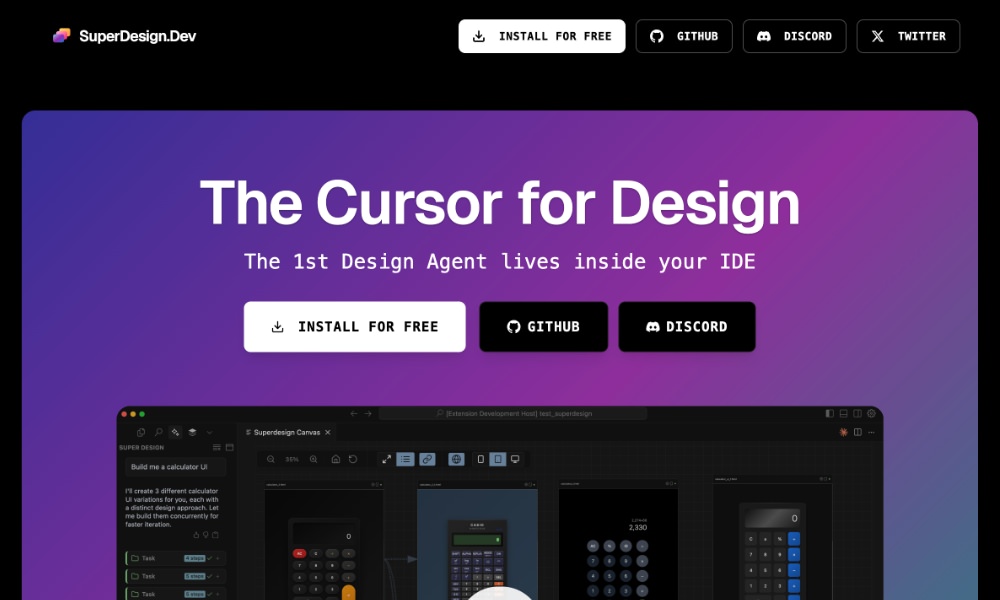 Superdesign AI UI generator interface