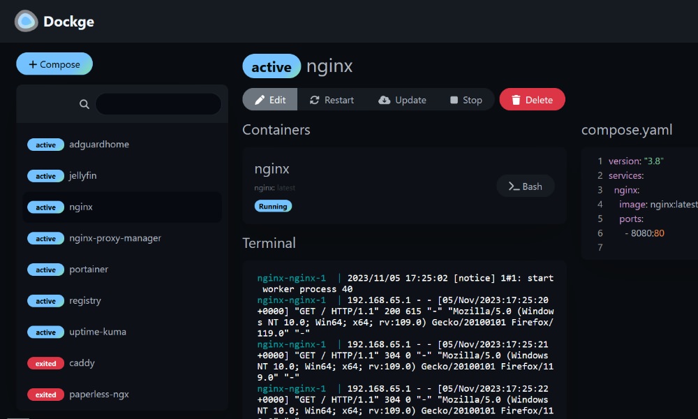 Dockge Docker stack management UI