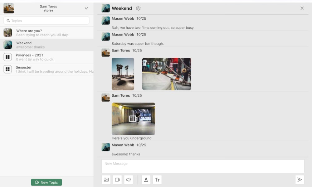 Databag messenger app user interface
