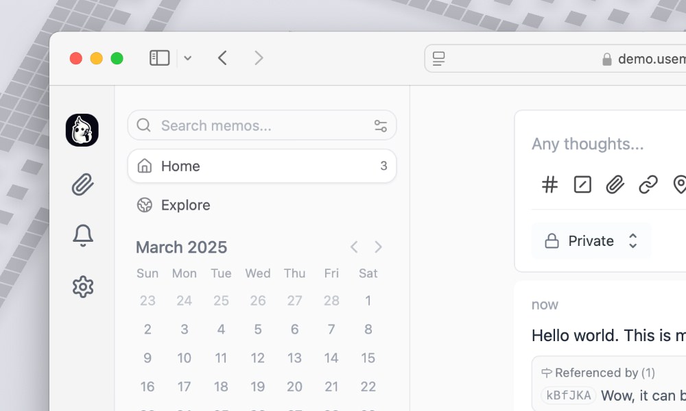 Memos note-taking app interface
