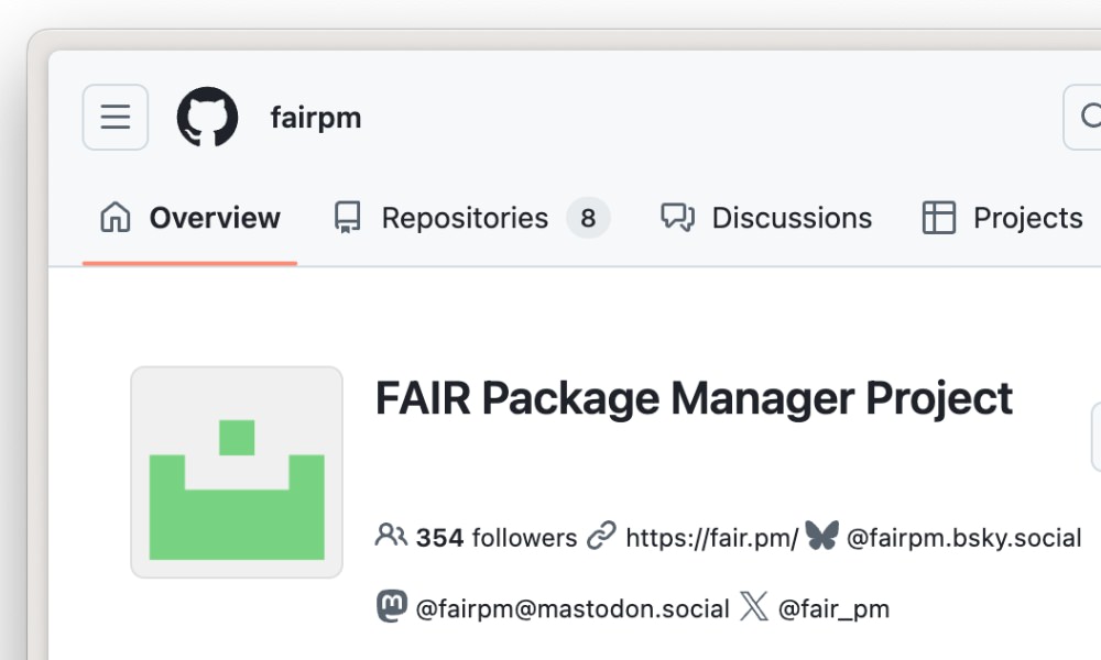 FAIR Package Manager dashboard view