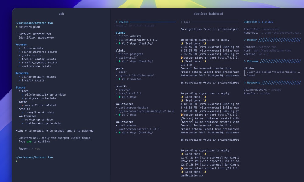 Dockform Docker Compose management utility