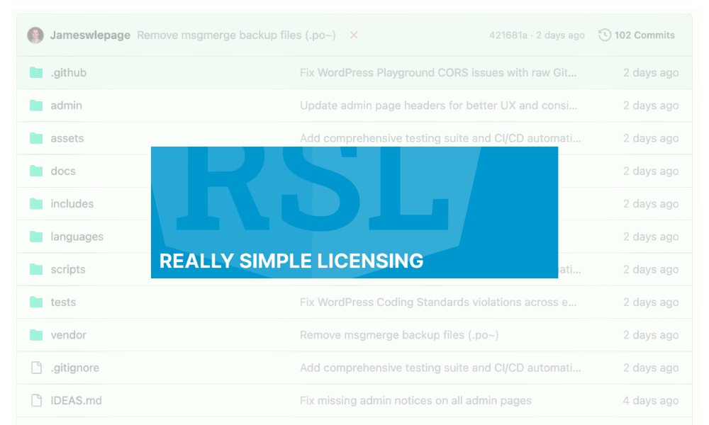 WordPress RSL licensing plugin