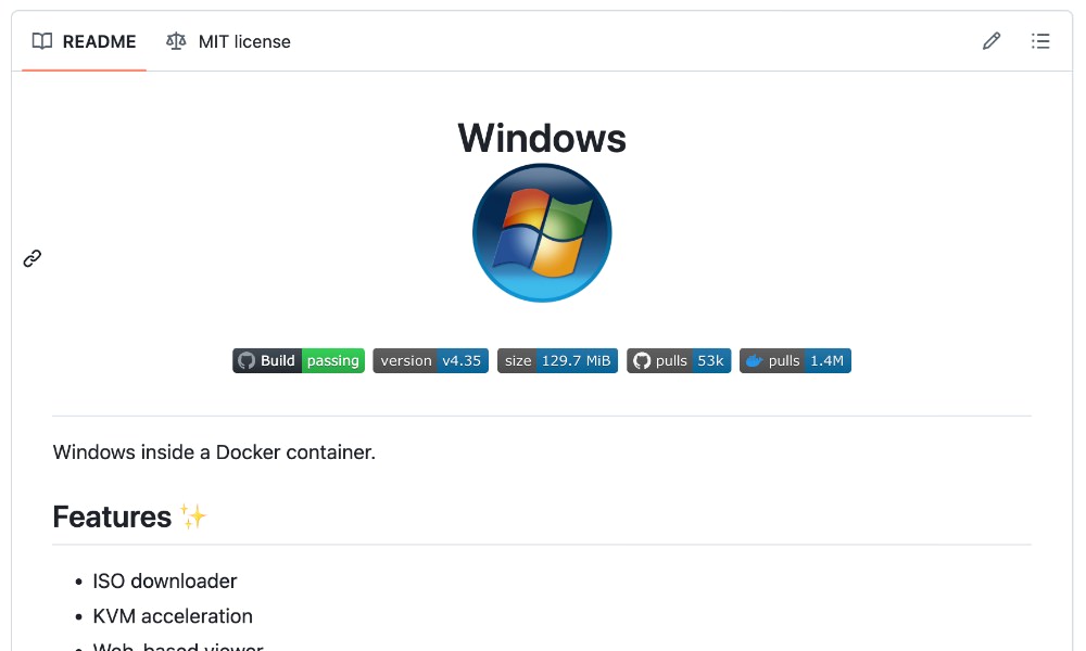 Dockur Windows in containers
