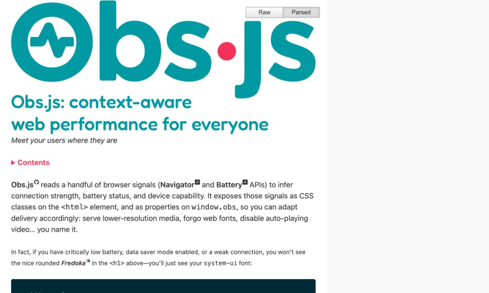 Obs.js performance optimization library
