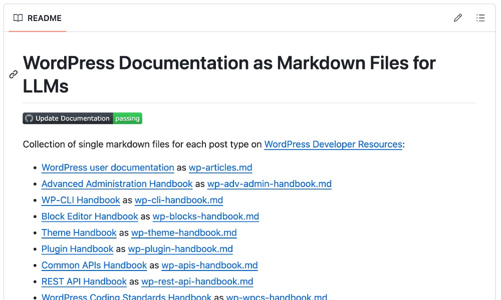 WordPress docs to Markdown